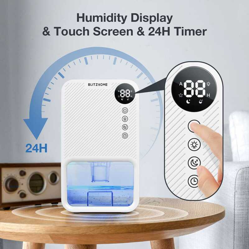Assorbitori di umidità del deumidificatore dell'aria con temporizzazione di 1100ml 24H essiccatore d'aria silenzioso a luce colorata per l'armadio del bagno della camera da letto di casa