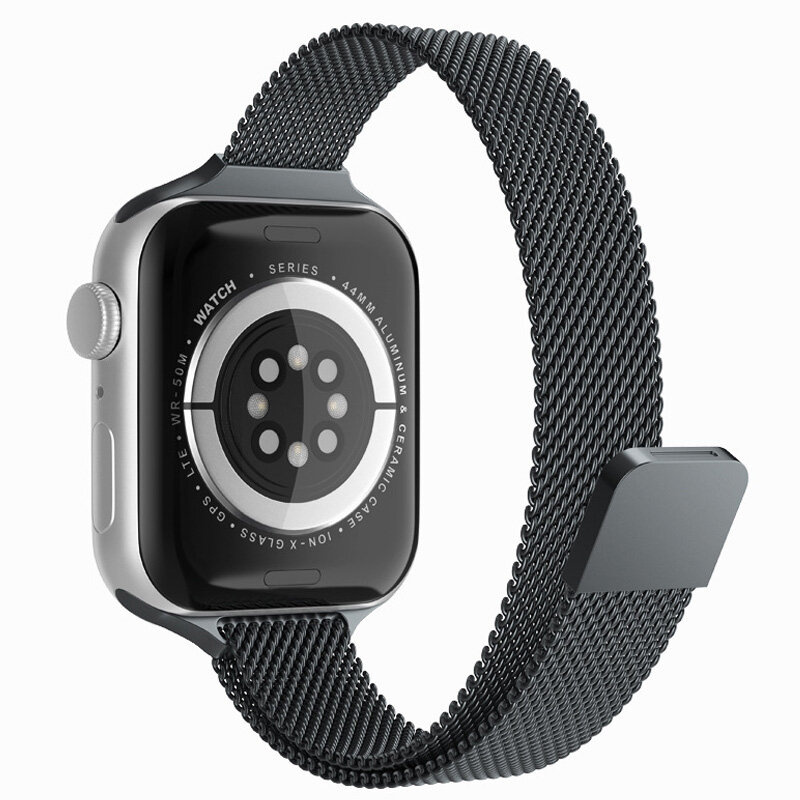 Correa delgada de bucle magnético para Apple watch, banda de 44mm, 40mm, 45mm, 41mm, 42mm y 38mm, pulsera de acero inoxidable iWatch serie 3 4 5 6 se 7 2