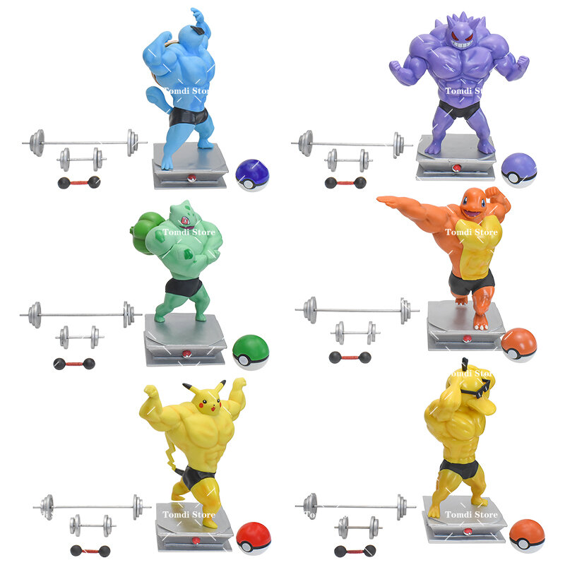 Pokemon Anime Action Figure Collection Muscle Gk Bulbasaur Psyduck Gengar Charmander Statue Bodybuilding PVC Toy Birthday Gifts