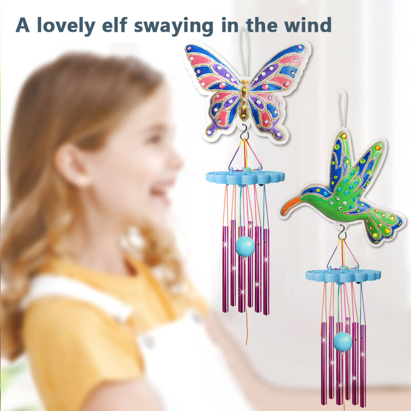 ผีเสื้อ Diy Wind Chime ชุดจิตรกรรมสำหรับเด็ก Creative Bird Crafting วัสดุเด็กสี Supply Early การศึกษาของขวัญ