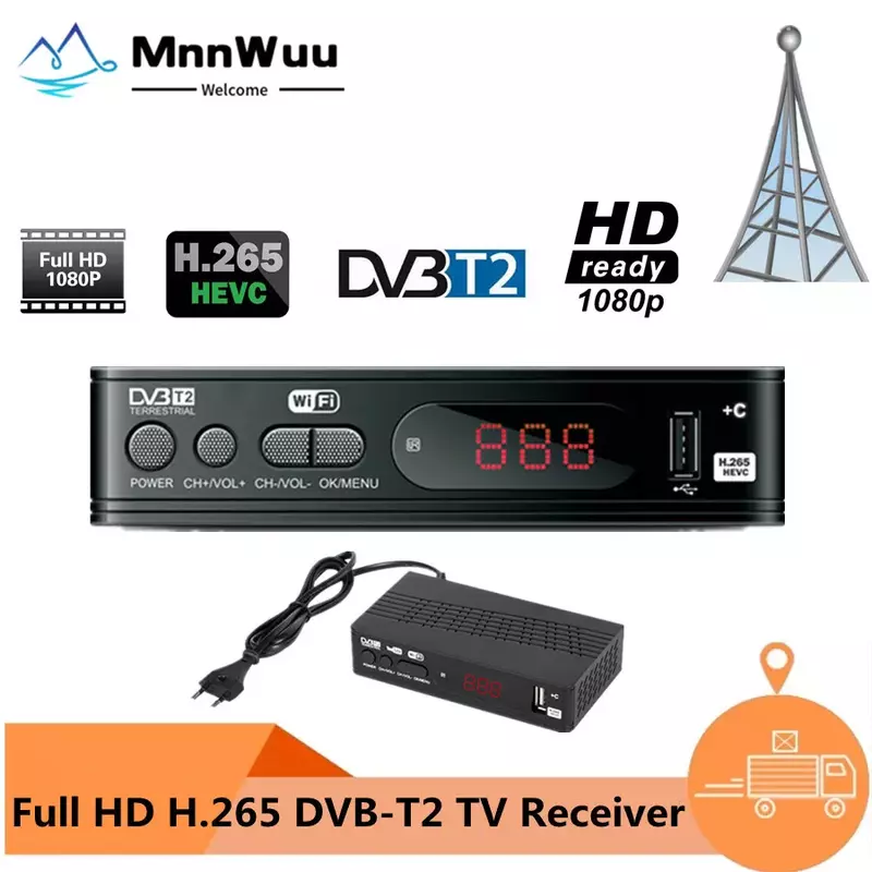 2022NEW موالف التلفزيون Vga صندوق التلفزيون DVB T2 لمستقبلات التلفزيون الرقمي جهاز استقبال واي فاي DVBT2 DVB-C فك التشفير H.265 HEVC AC3 HD DVB C موالف