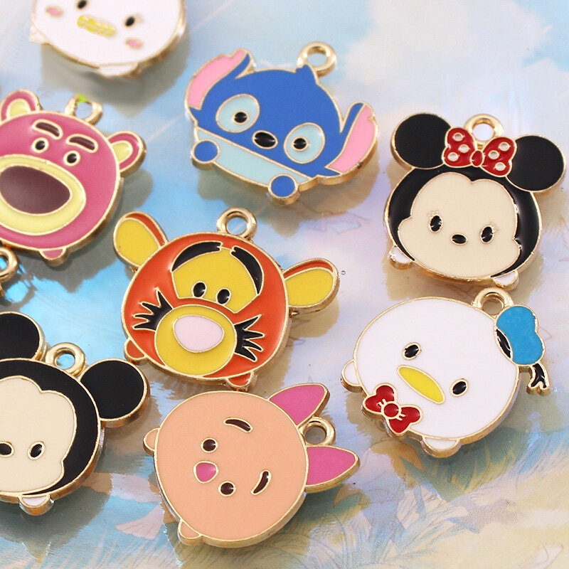 Disney cartoon Pooh Bear jewelry accessories accessories earrings earrings necklace pendant diy material oil drop alloy