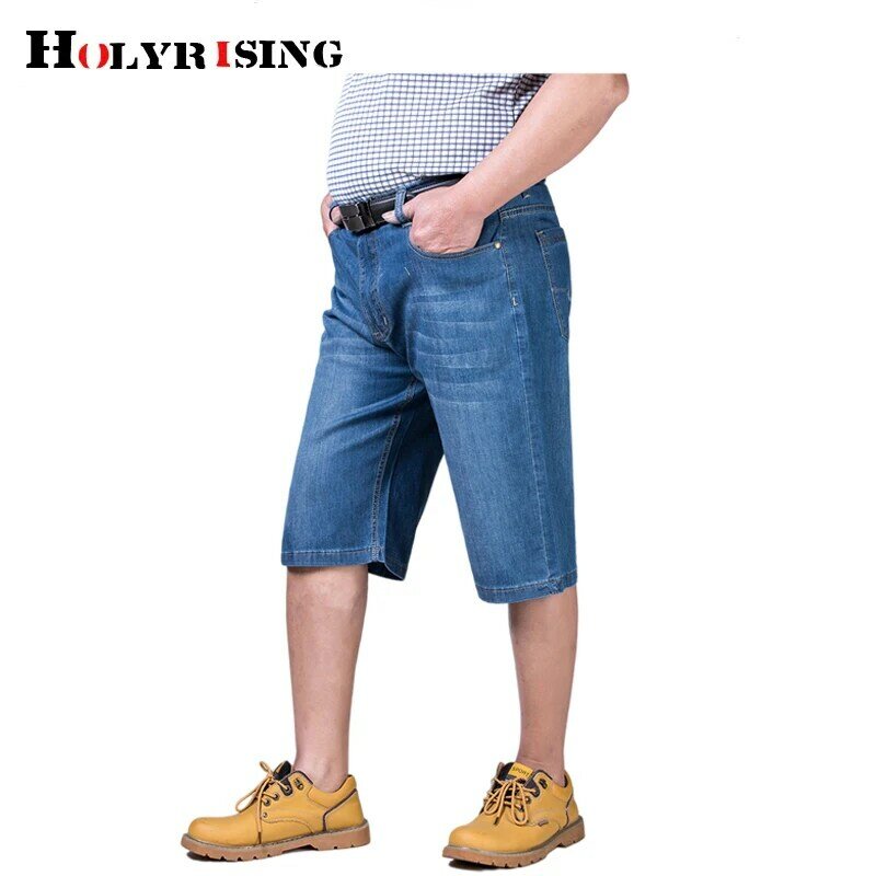men cowboy shorts cotton thin elastic denim loose male stretched half trousers size 30-52 breathable baggy jeans NZ036