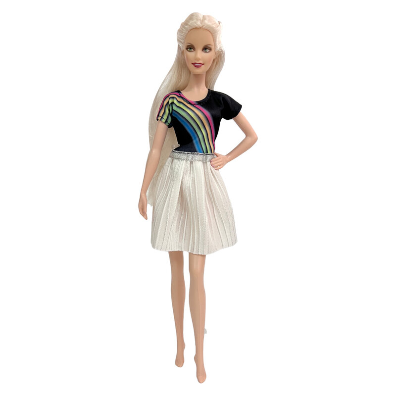 NK Official Handmade Mini Dress for Barbie Doll  Party Wear Skirt top Gown Clothes 1/6 Doll Accessories Kids Toys