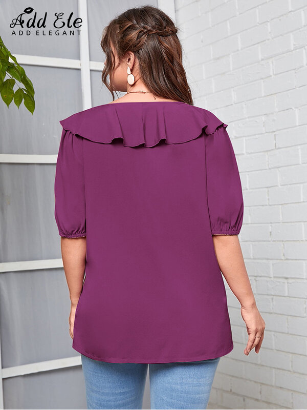 Женская блузка с оборками и V-образным вырезом, свободного покроя