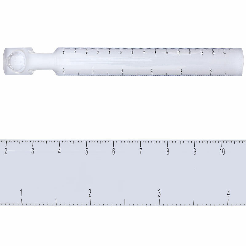2x lupa régua acrílico handheld lupa 6 "com escala de 140 mm lupa barra portátil guia estreito-linha no centro