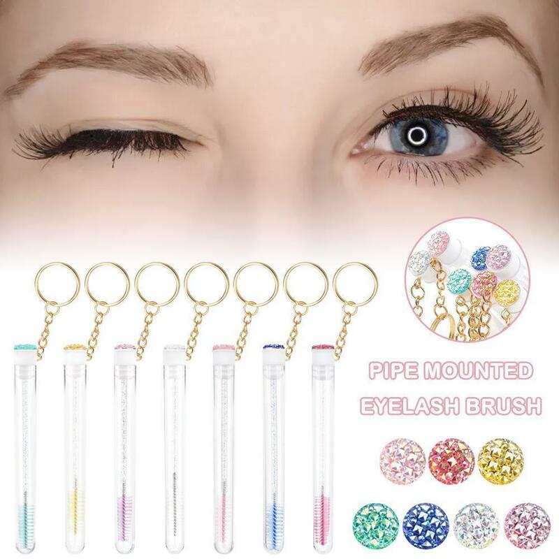 Eyelash Brush Diamond Clear Tube With Gold Buckle Disposable Grafted Eyebrow Comb Eyebrow Crystal Rod Wand Makeup Brush Tools