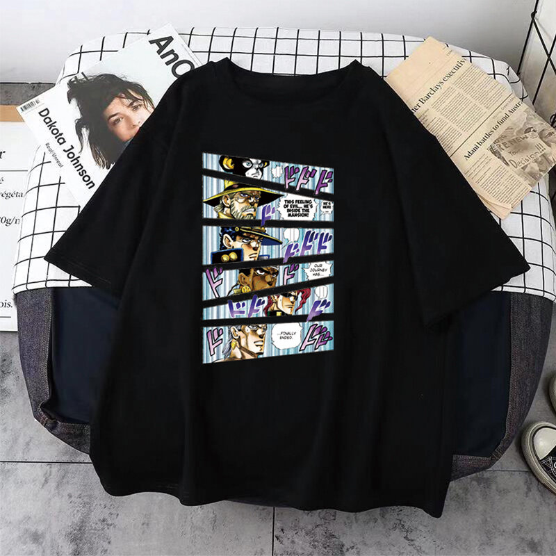일본 애니메이션 조조 기묘한 모험 티셔츠, 카와이 쿠조 조타로 만화 그래픽 탑 여성 남성 여성 남성 패션 Camisetas