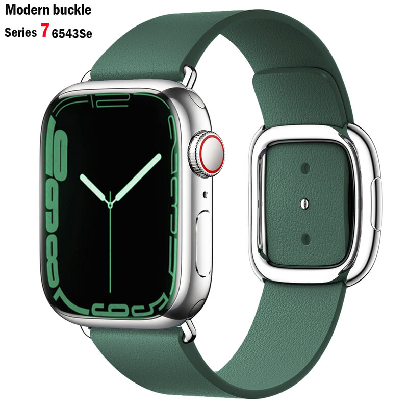 Moderno fivela pulseira para apple relógio banda 44mm 40mm 42/38mm correa pulseira de couro iwatch serie 5 4 3 6 se 7 41/45mm acessórios