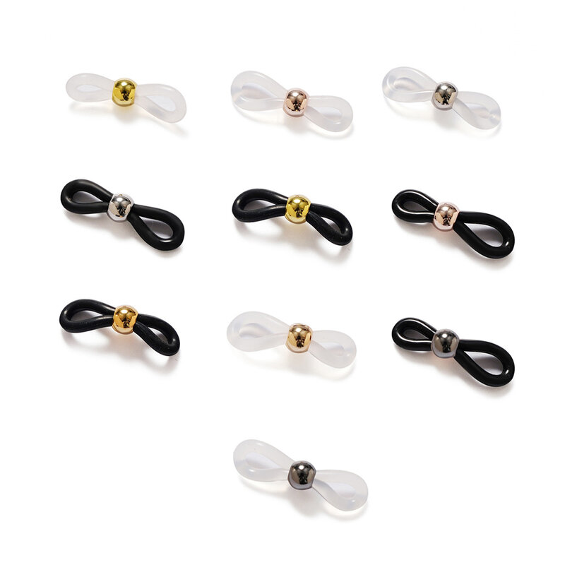 1 par preto branco óculos corrente anti-deslizamento de borracha 8-forma fivela conector titular eyewear silicone peças jóias diy acessórios