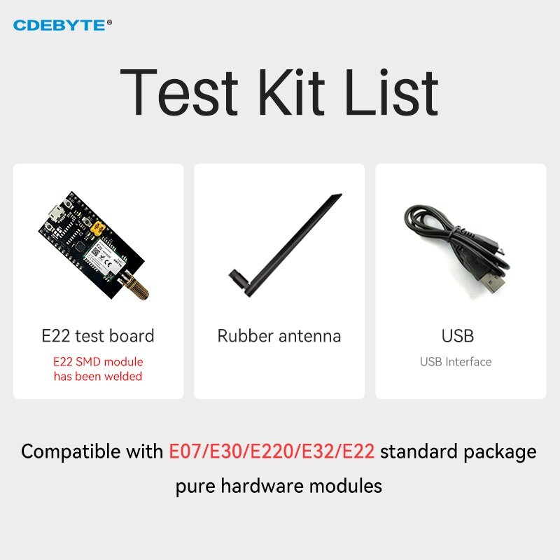 Kit de prueba LoRa inalámbrica SX1268, E22-900MBL-01 presoldado, 22dBm, 7km, USB, Compatible con E07/E30/E220/E32/E22 IoT