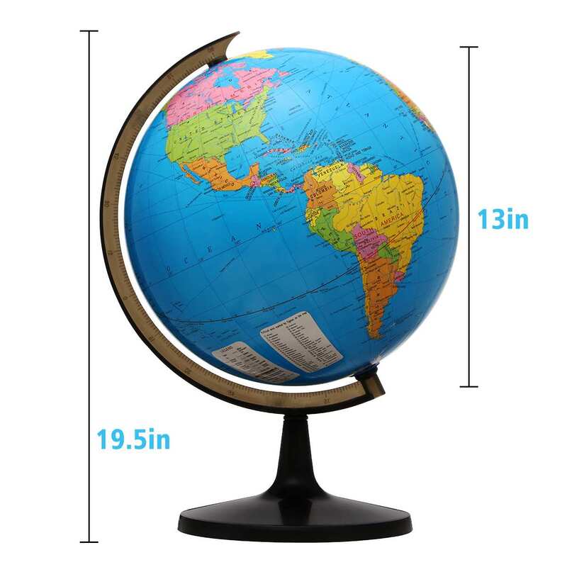13นิ้ว/33ซม.360 ° หมุนนักเรียน Globe ภูมิศาสตร์การศึกษาตกแต่งเด็กเรียนรู้ขนาดใหญ่ Globe Earth แผนที่การสอน...