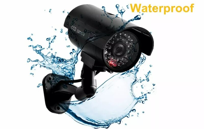 Fałszywe atrapa aparatu bezpieczeństwa CCTV zewnętrzna wodoodporna Emulational wabik IR LED wifi Flash czerwona dioda Led Dummy kamera monitorująca wideo