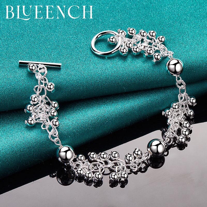 Blueench 925 prata esterlina uva frisado pulseira para mulheres casamento moda alta jóias