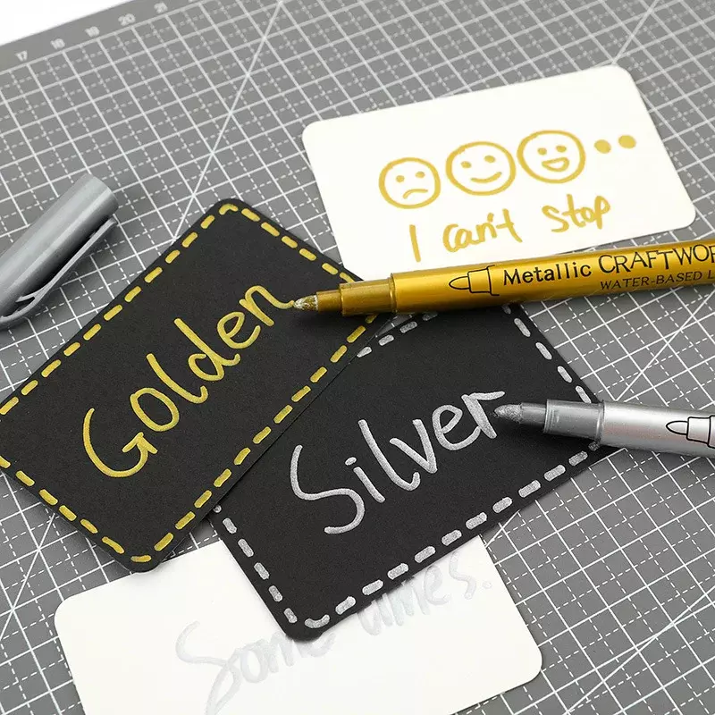 1/3Pcs Brush Metallic Marker Pens Set Gold Silver  Permanent Art Markers for Artist Illustration Crafts Scrapbooking Fabric