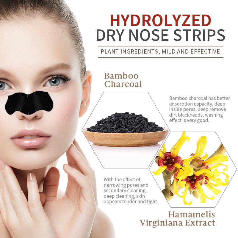 Flow Woche Bambus Holzkohle Nase Mitesser Entferner Maske Tiefen reinigung Nasen streifen sofortige Mitesser Entfernung und Poren verstopfen
