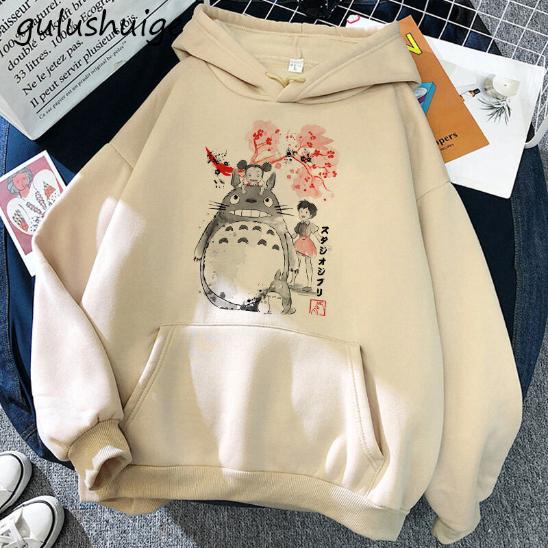 Totoro Studio Ghibli Cute Anime Funny Cartoon Hoodie Women Harajuku Ullzang Kawaii Graphic Sweatshirt Winter Warm Hoody Female