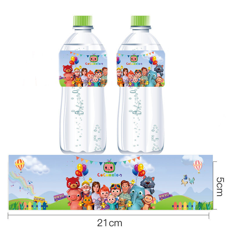 Magrise 12 sztuk butelka wody Melon Cartoon Melon temat butelka mineralna Baby Shower 1. Artykuły urodzinowe naklejki