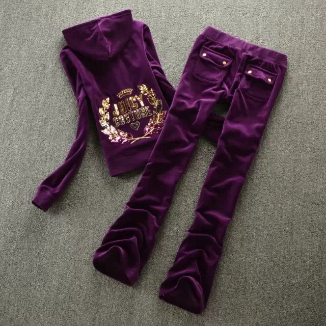 Velvet Juicy TRACKSUIT Women 2022 Velour Hoodies Two Piece Suit Zipper Sweatshirt Woman Velvet Rhinestone Suit Velour Pants Suit