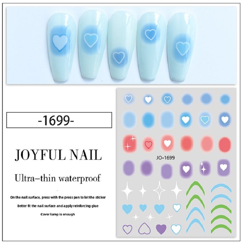1pcs New Spring Net Red Blooming Gradient Blush Manicure Sticker Stickers Love Nail Decorations Small Pattern Decals Nail Desig
