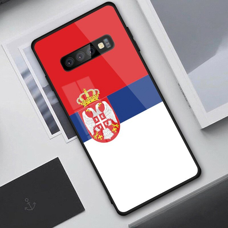 Sérvia bandeira caso de telefone para samung a32 a51 a52 nota 10 20 s10 s20 s21 s22 pro ultra preto pc vidro do telefone capa