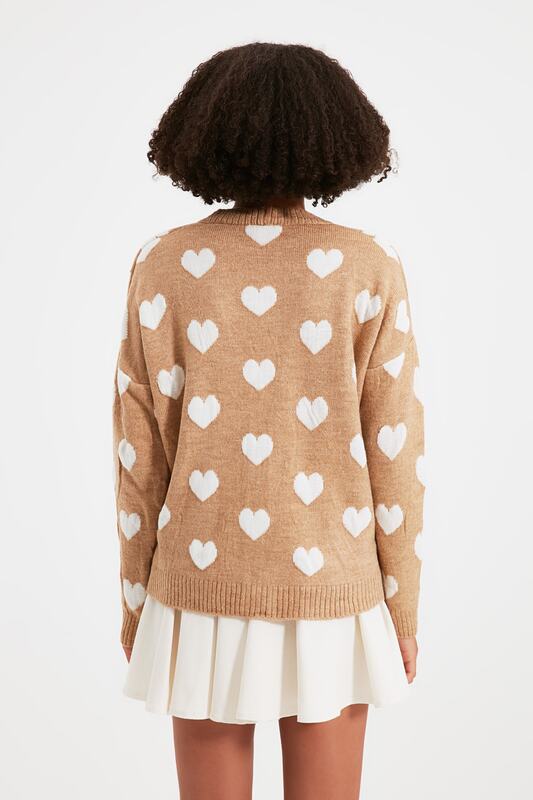 Trendyol – Cardigan en tricot avec poches en Jacquard, cœur