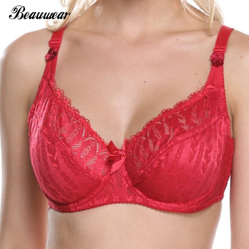 Beauwear Ultra บางสำหรับผู้หญิงโพลีเอสเตอร์ไนลอนสบายชุดชั้นใน Breathable Plus ขนาด D E ถ้วย75 80 85 90 95 100