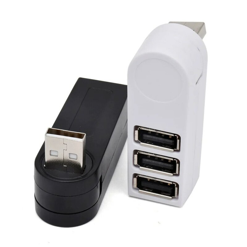 RYRA-ABS USB 2.0 3 포트 허브, 7 자 회전 허브, 미니 3 포트, 다기능 익스텐더, 노트북 pc용 USB 분배기