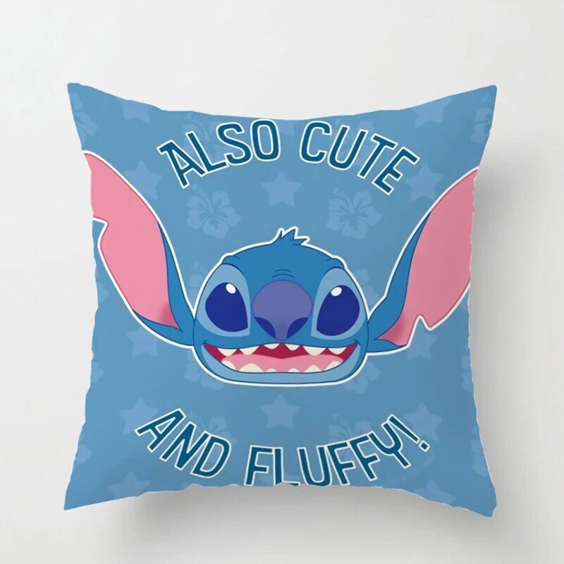 Federe per cuscini Disney fodera per cuscino Cartoon Lilo Stitch fodera per cuscino decorativo per pisolino sul divano del letto regalo per ragazza di natale 40x40cm