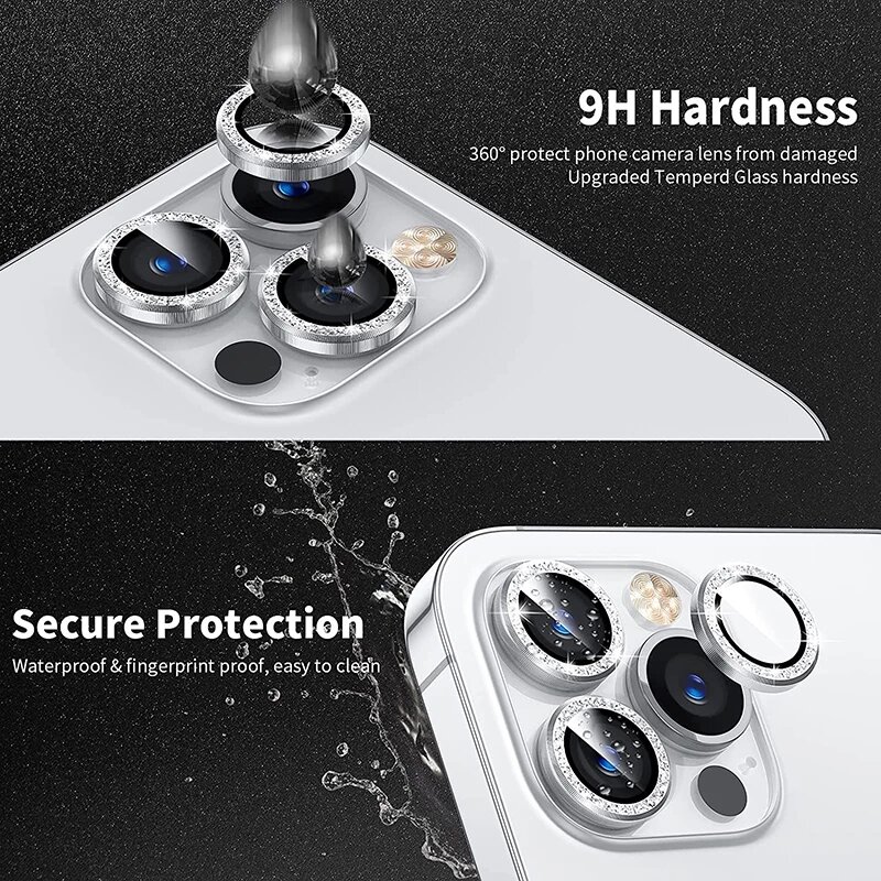 For IPhone 13 14 11 Pro Max Diamond Metal Camera Protector for IPhone 12 13 Mini Camera Protector 3PCS/Set Lens Protection Glass
