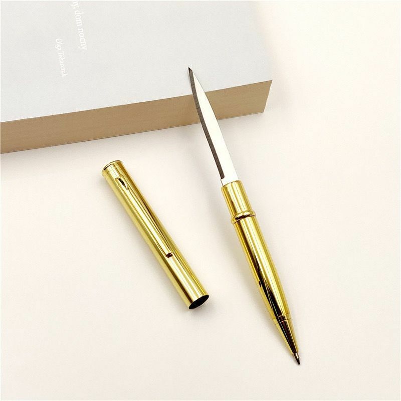 Caneta de faca decorativa escritório multitool esferográfica canetas escrita papelaria escola artesanato faca metal gadget presente multifuncional caneta
