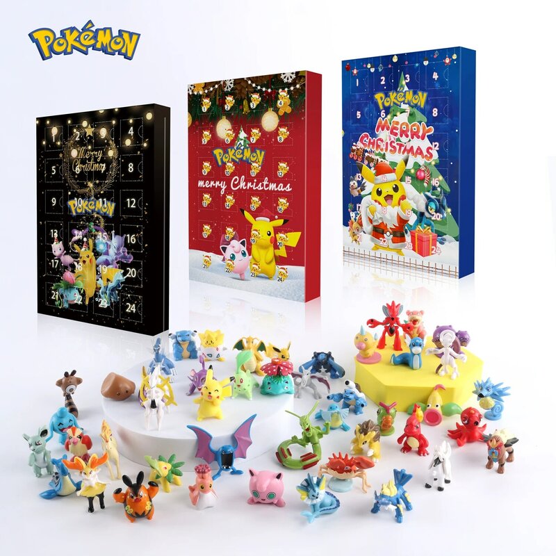 Mais recente 2022 24 pçs conjunto figura pokemon natal advento calendário presente kawaii pikachu anime figural ação pvc modelo brinquedo do miúdo