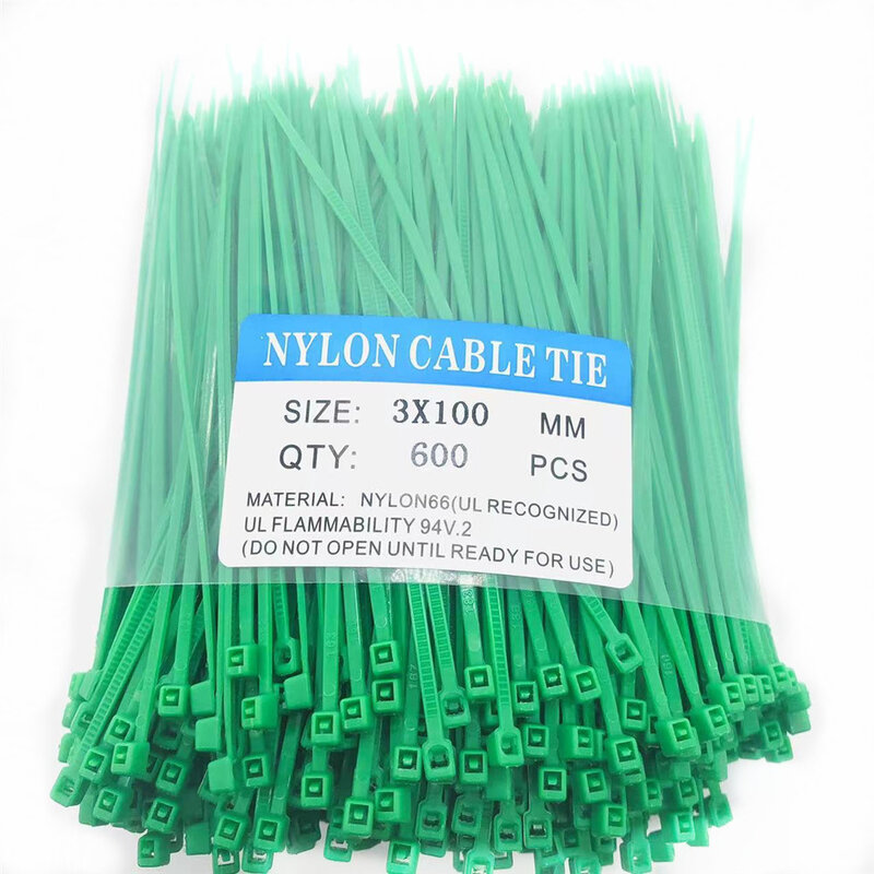 Bridas de nailon autoblocantes para cables, bridas de plástico de Color, organizador de cables de Velcro, correa de alambre, 3x600mm, 100 Uds.