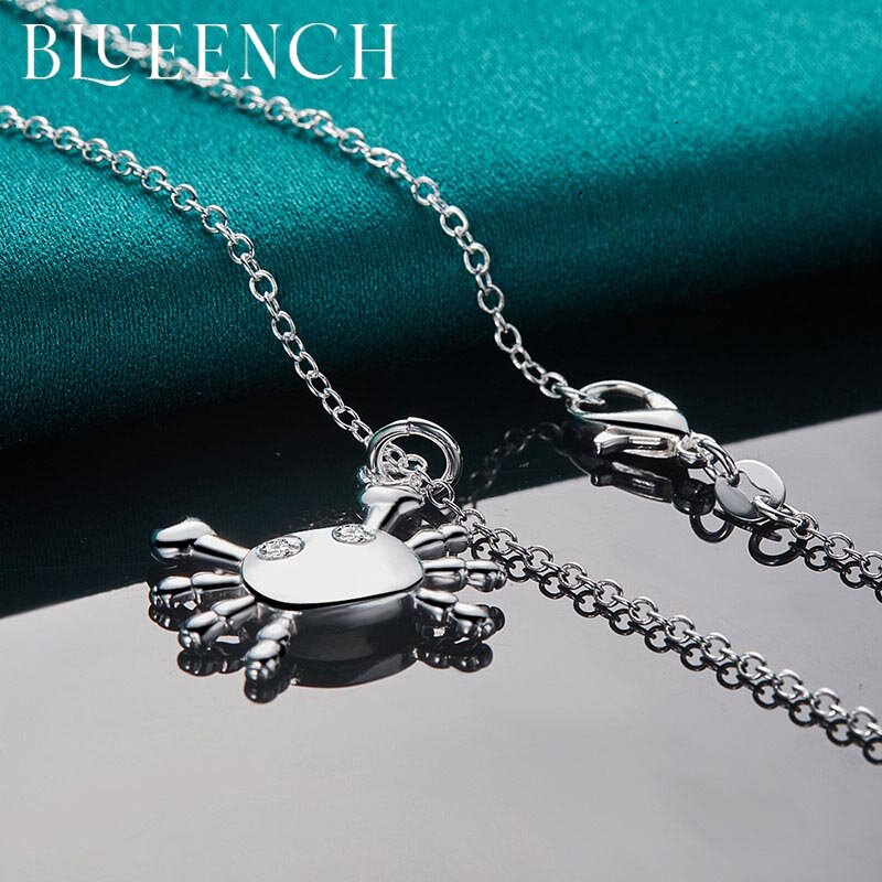 Blueench 925 prata esterlina caranguejo pingente 16-30 Polegada corrente colar para festa de casamento feminino glamour jóias