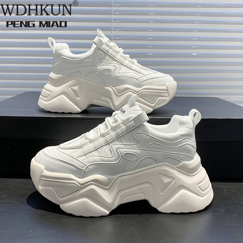 Neue Schwarz Dad Chunky Turnschuhe Lässig Vulkanisierte Schuhe Frau Hohe Plattform Sneakers Lace Up Weiß Turnschuhe Frauen 2020