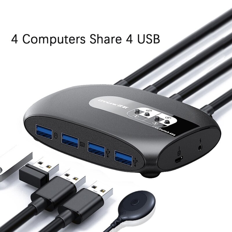 USB 3.0 KVM Switch 2 or 4 Computer Share 4 USB Devices for Keyboard Mouse U Disk Printer