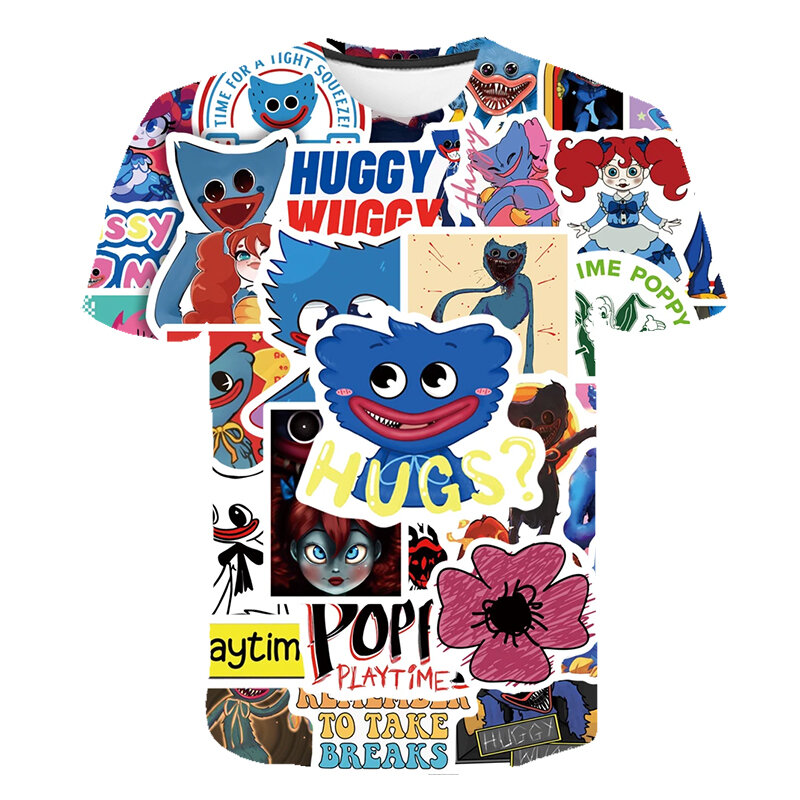 PoppysPlaytimes-camisetas con estampado 3D de dibujos animados para niños y niñas, camiseta de moda con cuello redondo, camisetas para niños, ropa para bebés