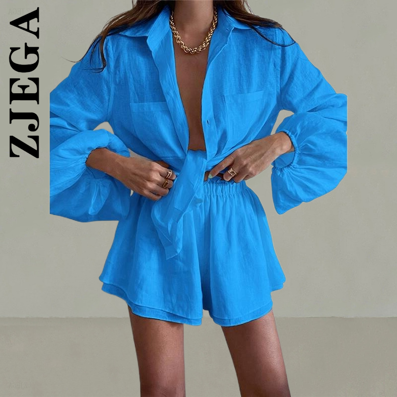 Zjega ผู้หญิงชุดแฟชั่นสั้นกางเกงเก๋2ชิ้นชุดลำลอง Vintage หญิง Sweatsuits สำหรับสตรี