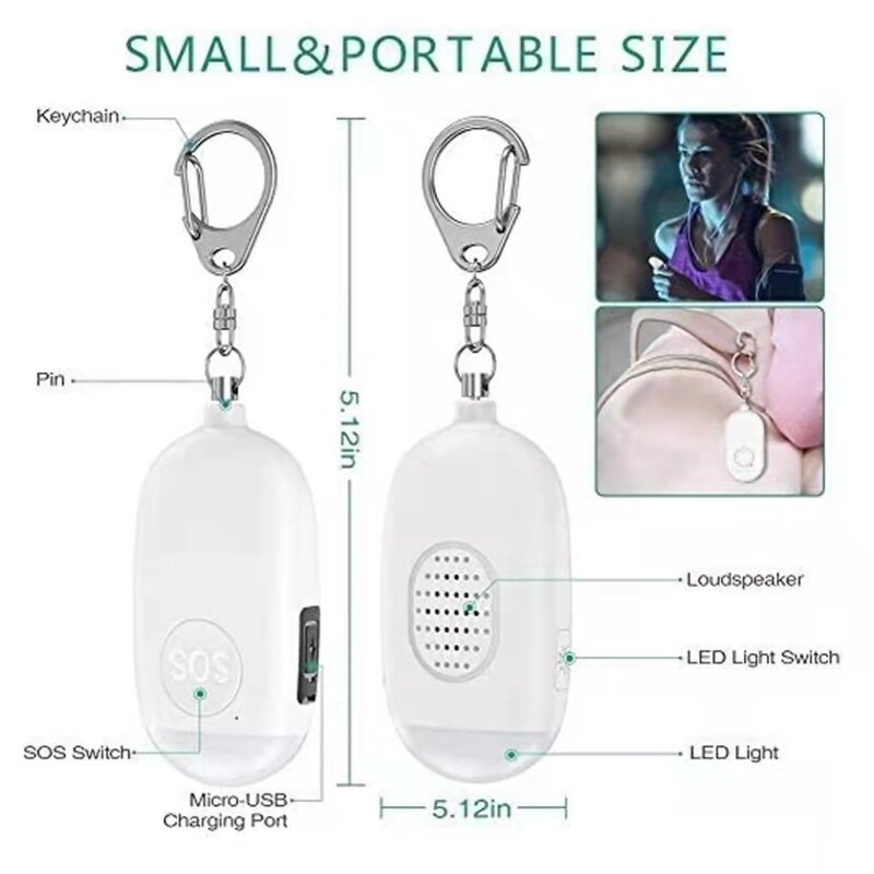 New Mini Personal Alarm For Women Girls Anti-Wolf Alarm Keychain With Panic Button Super Large Decibel Alarm Smart Artifact