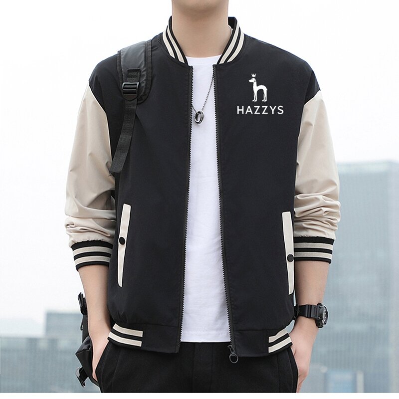 Spring Autumn New Men's Fashion HAZZYS Jacket Stand Collar Casual Polyester Thin Windbreaker Jacket Sports Zip Top Size M-5XL