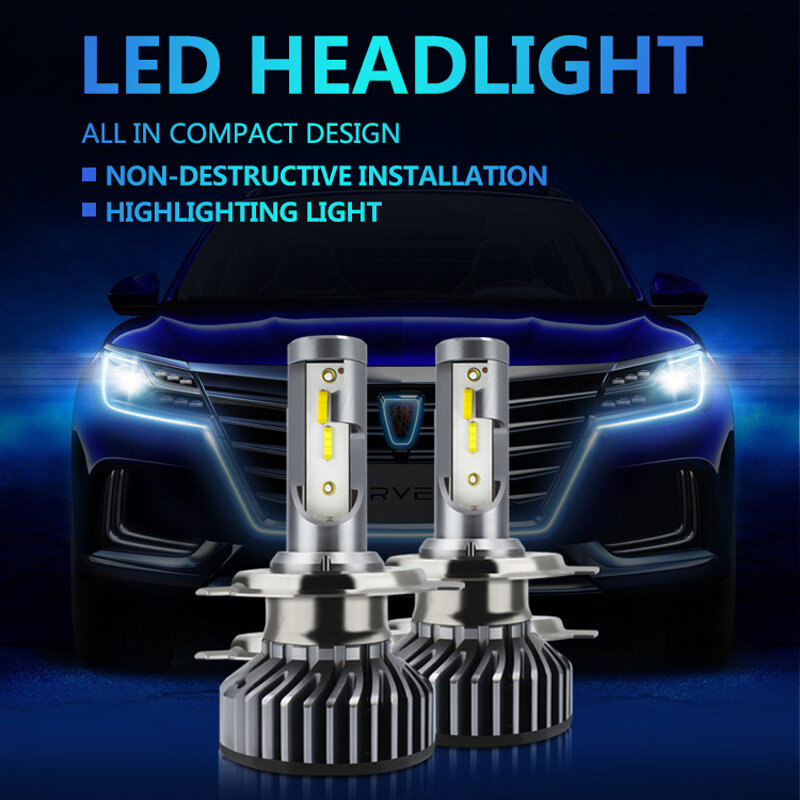 2Pcs Car LED Headlight 30000LM H4 H7 H1 Canbus Dual Color 9006 9005/hb3 H11 H3 6000K ZES Chip Led Auto Car Headlamp 4300K