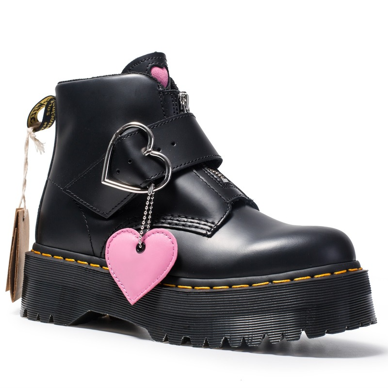 Thick-soled British Style Heart Martin Boots Woman Shoes High Heels Sexy Girls Fashion Real Leather Ankle Booties Zipper Boots
