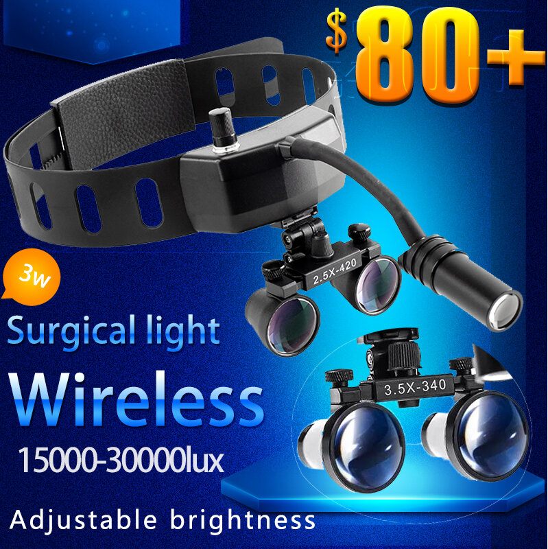 Surgery Examine Spot Light Brightness Adjustable LED Headlight Magnifying Glass Surgical Lamp Dentistry
