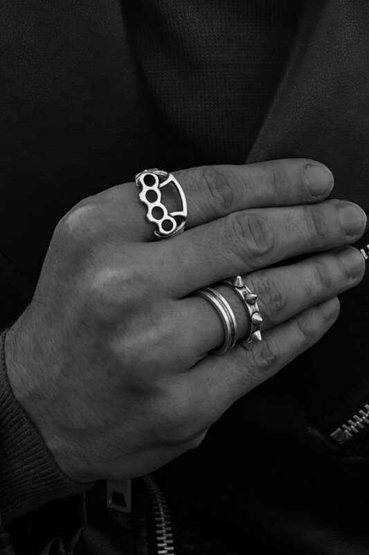Correa de perro con pinchos para hombre y mujer, anillo ajustable de estilo de motorista, 2 piezas, Unisex