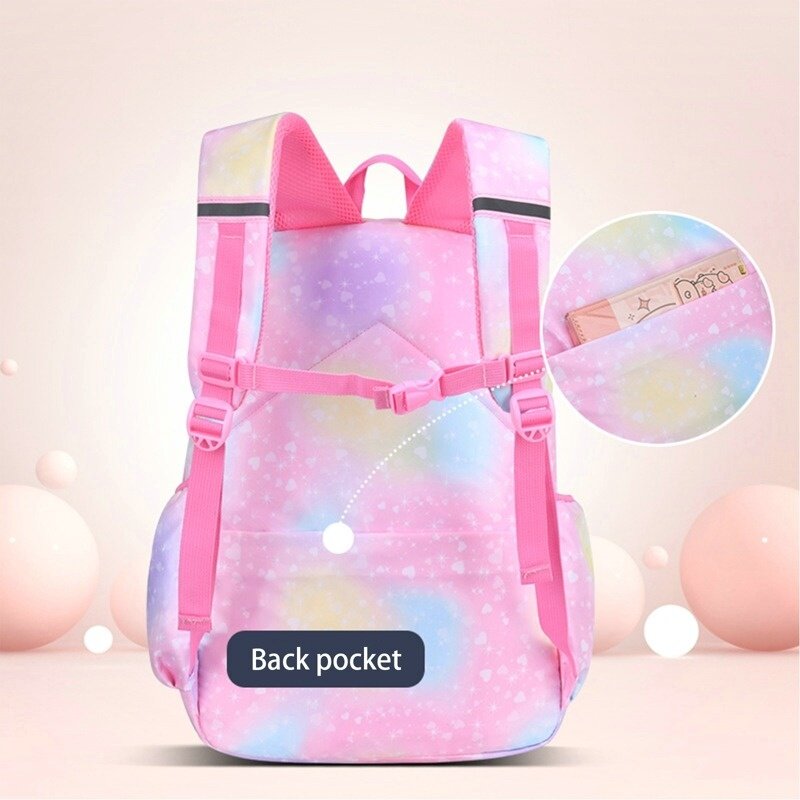 Gradient Waterproof School Bags For Girls Kawaii Rainbow School Backpacks With Pencil Case Teenager Schoolbag Cute Colorful Bags