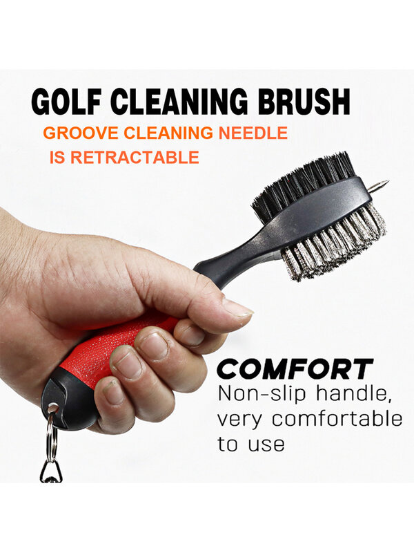 Cepillo de limpieza de doble cara para palos de Golf mejorado, cepillo de cabeza de bola, cepillo de bola multifuncional retráctil
