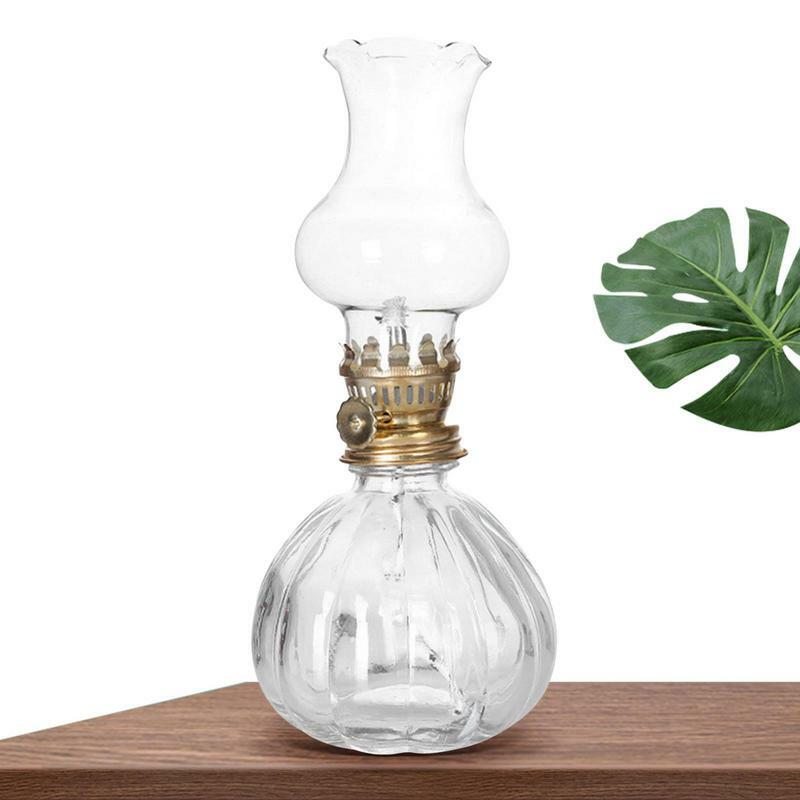 Lámpara de queroseno de vidrio resistente a altas temperaturas, adorno de lámpara de aceite Retro, iluminación fácil de usar, luz larga, luz nocturna interior