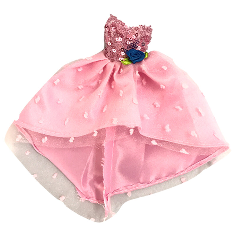 Nk oficial de alta qualidade rosa vestido renda jantar festa usar mini vestido mangas saia roupas para barbie boneca acessórios