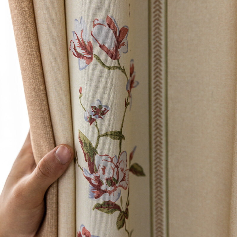 2022 cortinas modernas para sala de jantar quarto cortinas simples poliéster-algodão impresso cortinas terminou personalizado