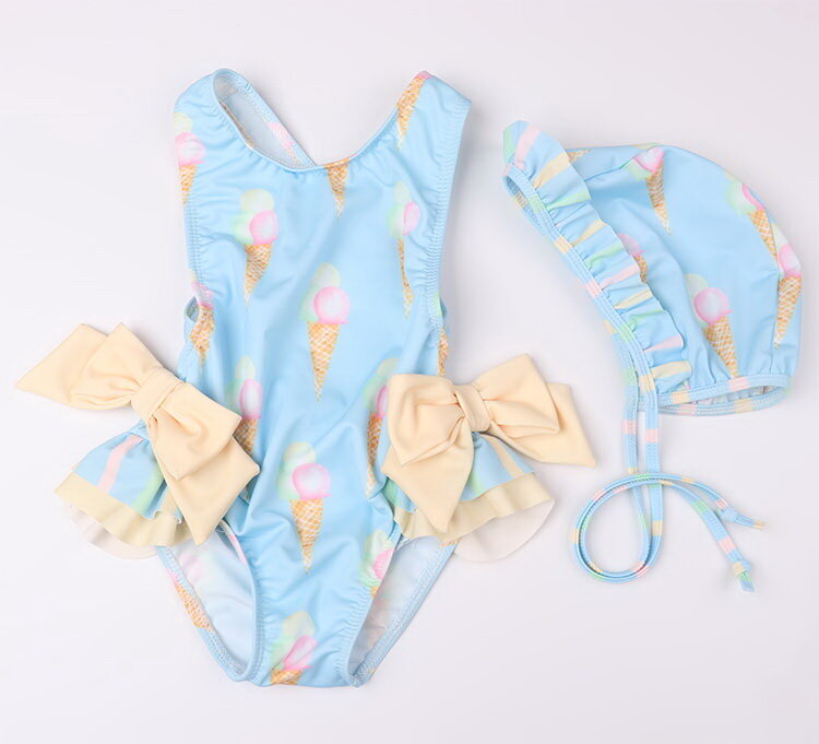 Baby Girl Beautiful Swimming Wear Suits Flamingo Ice Bear Giraffe Cute Print Swimwear Children Swimsuits E10002